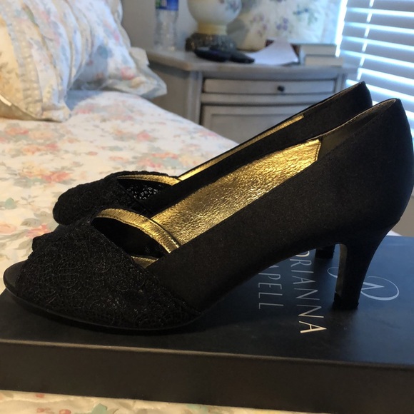 Adrianna Papell Black Satin Heels - Picture 2 of 6